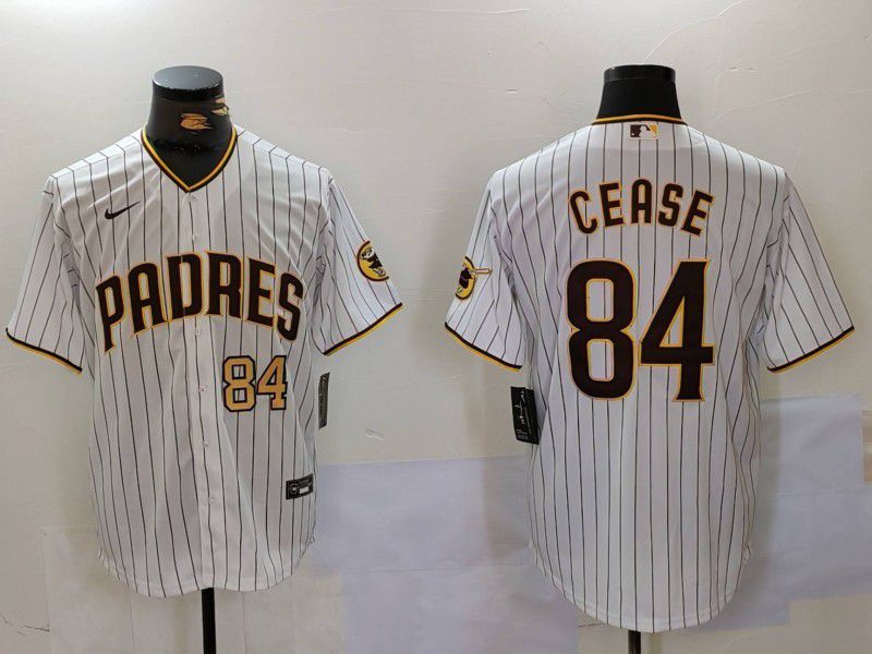 Men San Diego Padres #84 Cease White stripe Game 2024 Nike MLB Jersey style 4->san diego padres->MLB Jersey